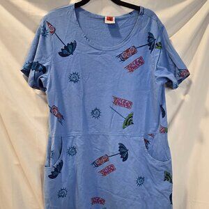 90's Red Ginger Dress Blue Size Small Pockets Beach